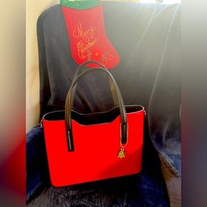 Brand New Big leather red tote with extra straps